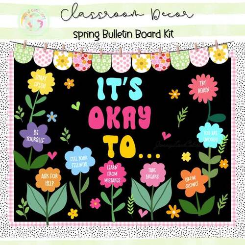 Spring Bulletin Board Kit Growth Mindset March April Decorations