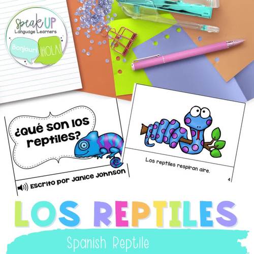 Los reptiles Spanish Reptile Animal Classification Reader Print & Boom