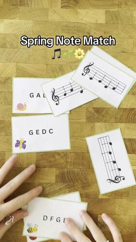 Spring Music Note Matching Activity | Treble & Bass Clef Note Name Practice