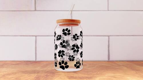 Cats SVG Perfect for 16oz Glass Can Wrap, Cats Paws Tumbler Wrap, Pet ...