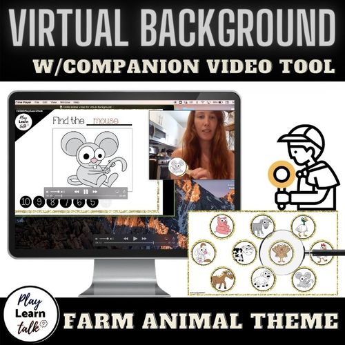 Preview of Farm Animal Video Companion to Virtual Background (Speech Therapy)
