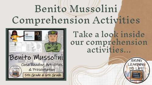 Benito Mussolini Reading Comprehension Activities | 5th Grade & 6th Grade