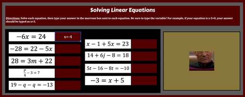 Solving Linear Equations With Variables On One Side- DIGITAL MEME ACTIVITY