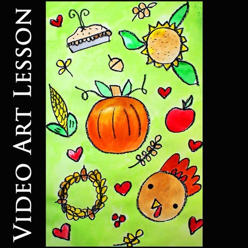Preview of FALL SYMBOLS | THANKSGIVING Art Lesson | Directed Drawing & Painting Project