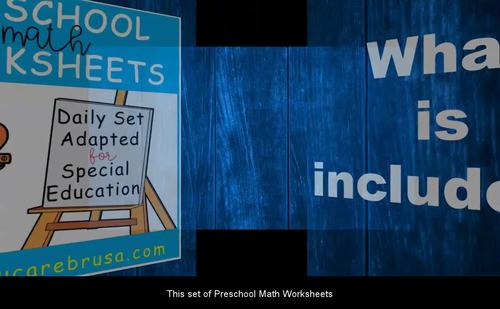 Preschool Math Worksheets (0-20) Adapted for Autism, Special Education