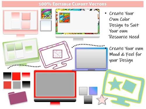 Clip Art Vector Variety Fully Editable 4 by DigiTechTeacher | TPT