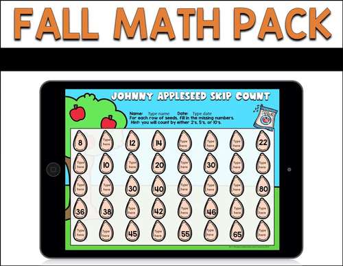 Digital Fall Math Activities Pack for 2nd Grade by Caffeinated and Creative