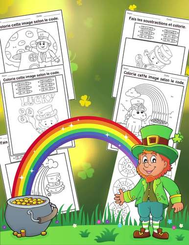 Saint-Patrick Colorie par code (Addition - Soustraction) | TPT