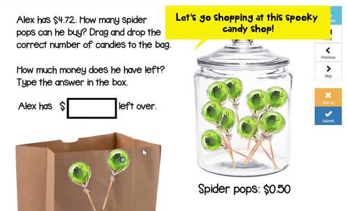 Math Halloween Digital Task Cards Distance Learning Money Word Problems