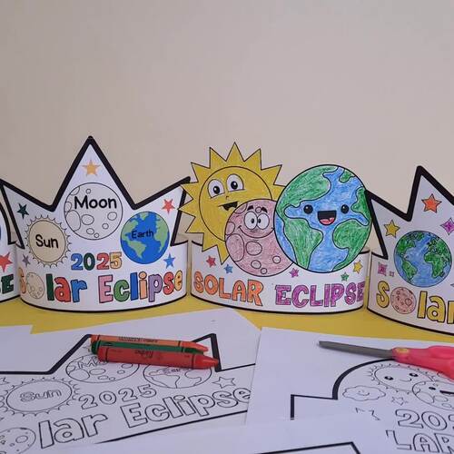Solar Eclipse 2025 Crown Hat Headband Craft | Sun and Moon Hat Activities