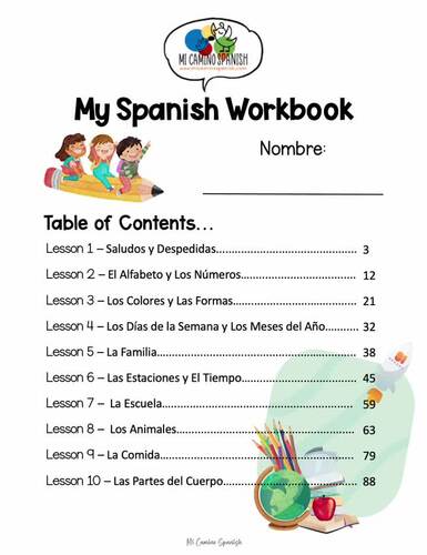 My Spanish Workbook (1st - 2nd) 94 Pages! by Mi Camino Spanish | TPT