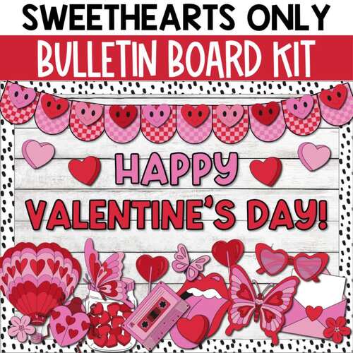 Vintage Retro Groovy Valentines Day Bulletin Board February Door Decor ...