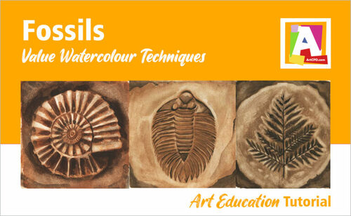 Preview of Fossils - Values Watercolour Techniques - VIDEO TUTORIAL