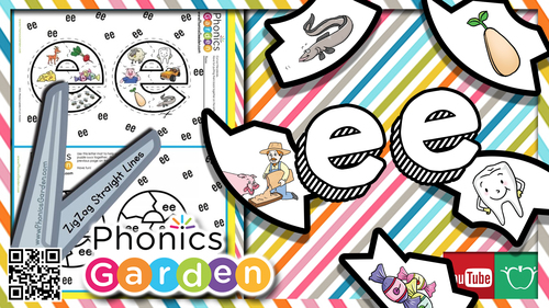 Preview of EE | Letter Digraph Puzzle | Streaming Video | Cut & Paste | Phonics Garden