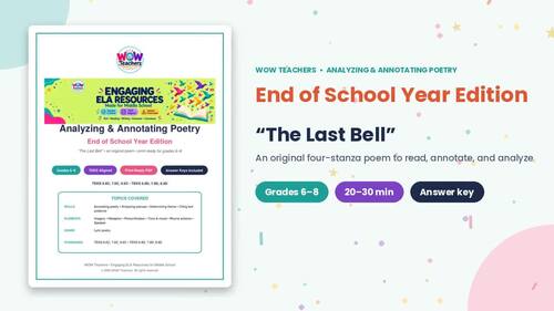 End of School Year Poetry Analysis & Annotation Worksheets | Figurative ...