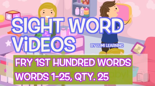 Preview of Fry 1st 100, Sight Word Videos #1-25: Teach Spelling, Meaning, Usage, & More