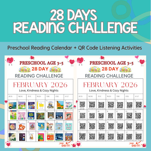 Preview of February Preschool Reading Challenge (28 Days)