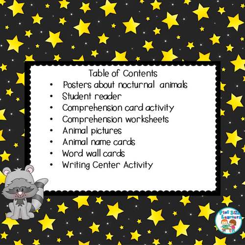 Nocturnal animals homework year 2 picture