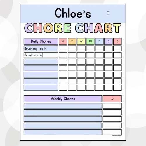 Editable Weekly Behavior Chore Chart: Classroom Jobs, Morning Routine ...
