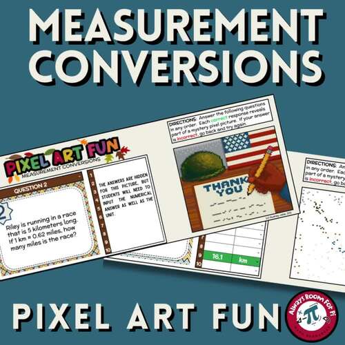 Measurement Conversions Veterans Day Pixel Art 6th 7th Grade Advanced ...