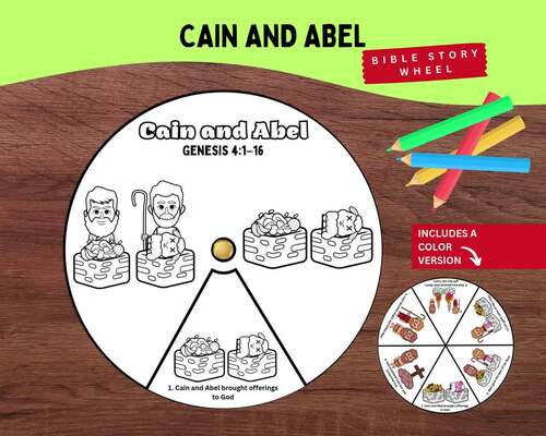 Cain and Abel Coloring Wheel Printable – Bible Story Genesis 4 for Kids ...