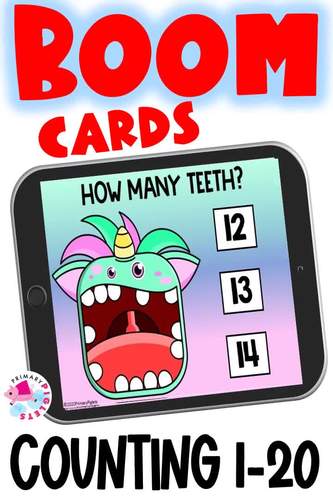 COUNTING TO 20 MATH BOOM CARDS by Primary Piglets | TPT