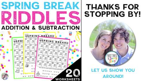 Spring Break Double-Digit Addition and Subtraction Math Riddles Worksheets