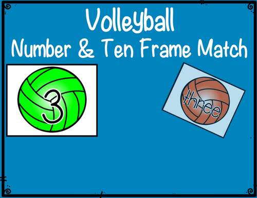 Volleyball Themed 0-25 Number, Ten Frame & Number Word Match | TPT