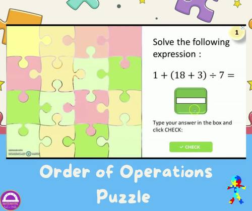 Order of Operations Jigsaw Puzzle Math Digital Activity by Matemaths