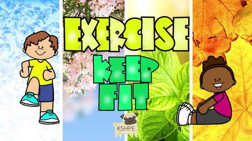 Preview of Four Seasons Fitness, Brain Break, Exercise for Kids, PE, DPA, Video & Slides!