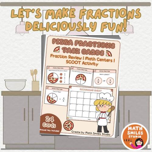 Pizza Fractions Task Cards | Fraction Review | Math Centers & SCOOT ...
