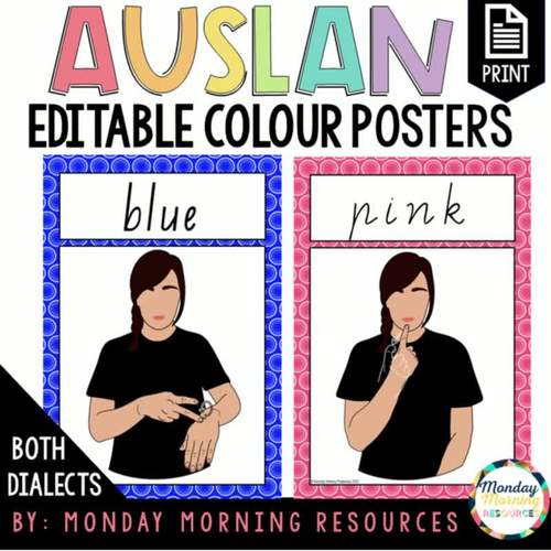 Auslan Colour Editable Classroom Posters Australian Sign Language 2