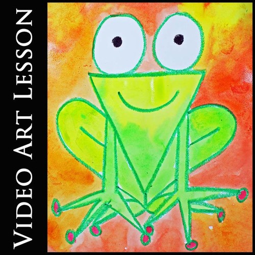 Preview of CUTE FROG Video Art Lesson | EASY Directed Watercolor Drawing & Painting Project