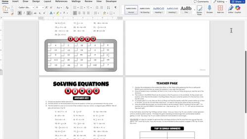Fun Math Review Game 7th Grade Worksheet Solving Two Step Equations Practice