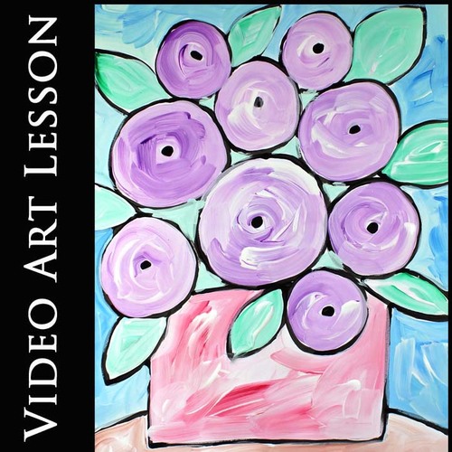 Preview of LOVELY SPRING FLOWERS Art Lesson | MOTHER'S DAY Drawing & Painting Project