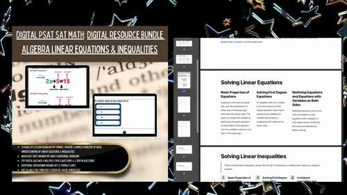 Digital SAT MATH High School BUNDLE Linear Equations & Inequalities ...