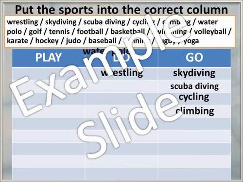 Vocabulary Of Sports Really Into Do Play Go W S Ppt Crossword Quizzes