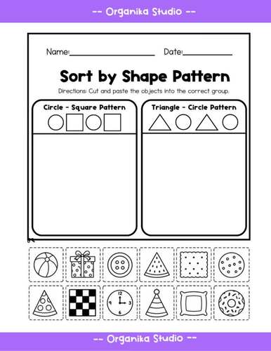 Pattern Sorting Worksheets|Cut and Paste Activities for Preschool ...