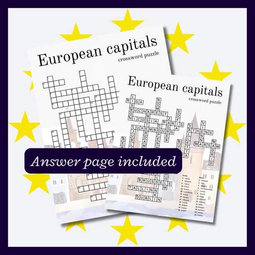 European capitals crossword puzzle: Test your knowledge of Europe Grade 4 
