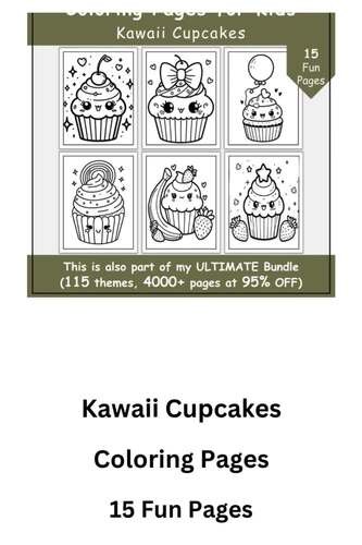 Kawaii Cupcakes Coloring Pages | Printable Coloring Sheets for Kids ...