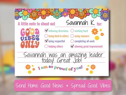 Retro Groovy Positive Notes | Editable Student Praise Cards | Classroom ...
