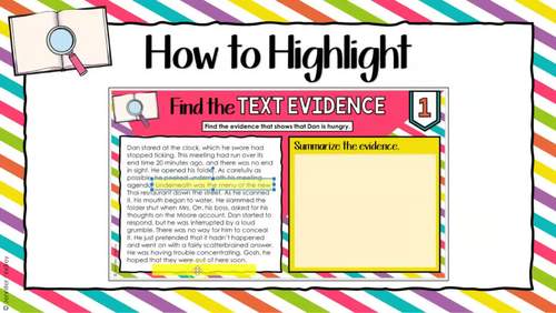 Text Evidence Activities | Find the Evidence Task Cards w/ Digital
