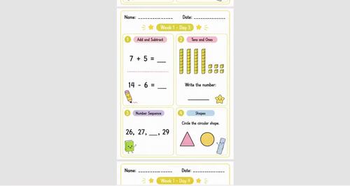 2nd Grade Math Morning Work Packet - Daily Math Review | Back To School