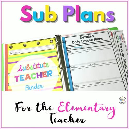 Emergency Sub Plans Editable Substitute Plan Templates TPT