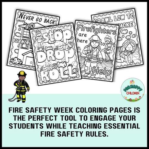 Fire Safety coloring pages no prep Prevention week coloring pages
