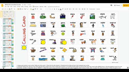 R Controlled Vowels BINGO | Google Slides | Digital Game | ESL | TPT