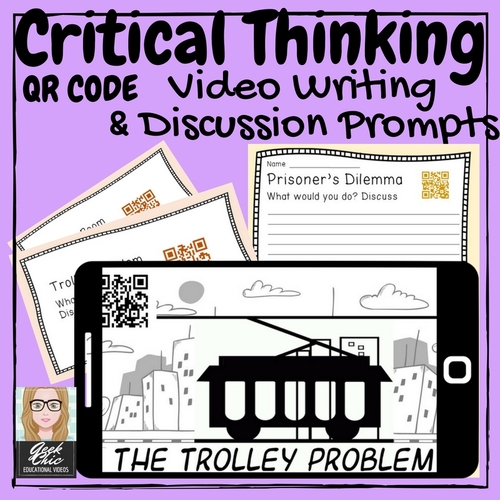 Preview of Critical Thinking or ELA Philosophy QR Code writing/discussion prompts