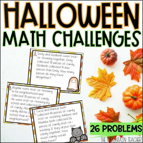 Halloween Math Activities with 26 Math Challenge Story Problems 
