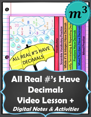 Preview of Video Lesson+Digital Notes: All Real #'s Have Decimals