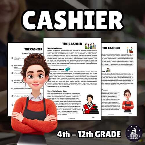 Cashier Reading Comprehension | Career Exploration Worksheet | TPT